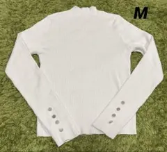 INGNI ボトルネック 袖金ボタンニット リブ編み長袖セーター