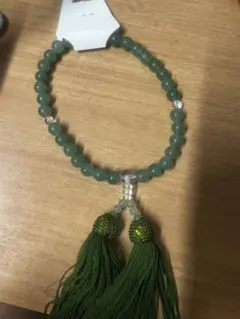 緑色天然石数珠 タッセル付き