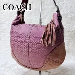 COACH Signature Pink Suede Hobo y2k bag