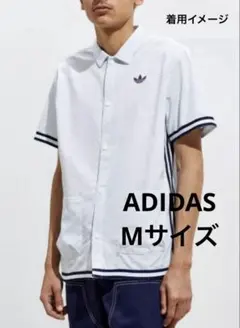 ADIDAS シアサッカーシャツ ライトグリーンストライプ Mサイズのサムネイル