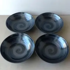【4枚】新品 日本製 美濃焼 黒刷毛目 5.5浅鉢 取り鉢 煮物鉢