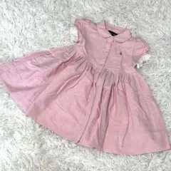 【美品】ラルフローレン コットン ワンピース 12M 80㎝ ピンク