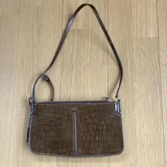 ＡＰＣブラウンレザー クロコダイル型押しショルダーバッグ