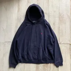 ラルフローレン パーカー L ネイビー フェード 短丈 ボックス 90s