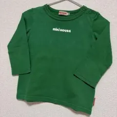 ミキハウス ロゴプリント グリーン 長袖Tシャツ