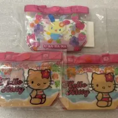 【匿名配送】サンリオプールバッグ風ミニポーチ2 キティ×2、ウサハナ×1 ガチャ