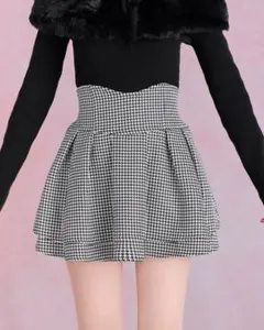 ミシェルマカロン　美脚になれるスカート♥千鳥柄(インナーパンツ付き) XS
