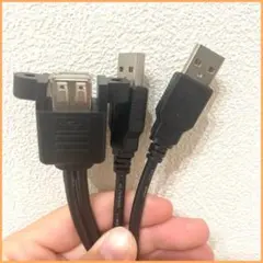 USB 2.0 A オス - メス延長コード30cm 安全なパネル取り付け用
