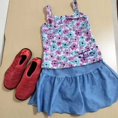 女の子水着120cm　マリンシューズ19cm セット売り