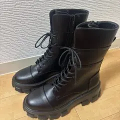ミドルレースアップブーツ ブラック M