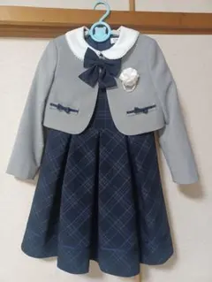 CHOPIN120ジャケット付きネイビーのチェックワンピース