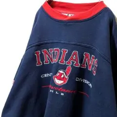 リーMLBクリーブランドインディアンス刺繍 スウェットネイビー紺色XL古着
