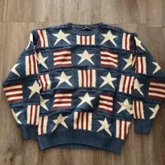 総柄ニット　セーター　コットン　厚手