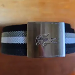 LACOSTE ストライプ ゴム入り布ベルト メタルバックル