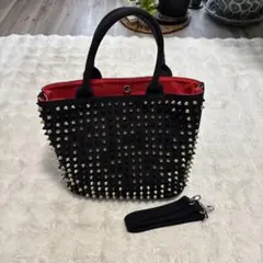 スタッズ付きトートバッグ大・肩紐ベルト付