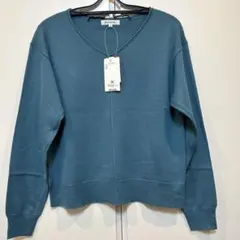 NATURAL BEAUTY BASIC Vネック ニット ブルーグリーン