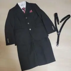 黒 フォーマルスーツ 120cm ネクタイ ワイシャツ　白　サスペンダー　入学式
