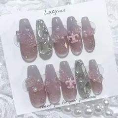 ネイルチップ 現品 オーダー ちゅるん シズニルック クロム 韓国 y2k