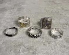 【お得な5点セット】ヴィンテージリングアクセサリー メンズ シルバー