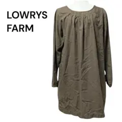 LOWRYS FARM ギャザーワンピース カーキ サイズM 長袖