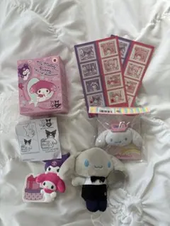 サンリオ　マイメロディ　クロミ　シナモロール　ぬいぐるみ　キーホルダー　シール