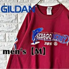 I82【GILDAN】両面プリントスウェット【メンズM】レッドのサムネイル