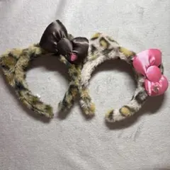 USJ ユニバ　カチューシャ　キティ　ヒョウ柄　ピンク　ブラウン　2つ