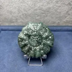 ミャンマー翡翠　九龍彫りメダル　9-125
