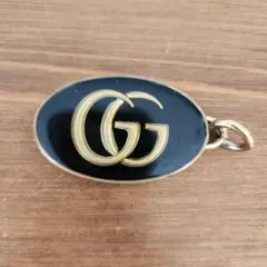 グッチ GG ロゴ キーリング ブラック ゴールド オーバル GUCCIのサムネイル