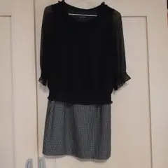 GALLORIA 黒・チェック ミニワンピース 9入学式