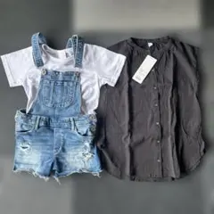 【新品未使用】女の子　120 130㎝ 袖なし　ブラウス　サロペット　半ズボン