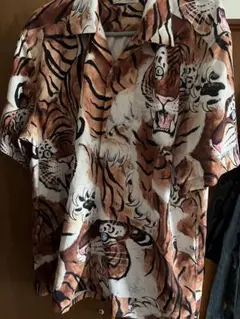 トラ柄 アロハシャツ 半袖　古着　ヴィンテージ