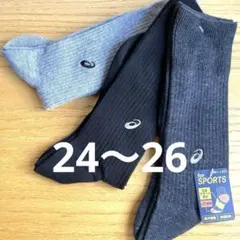 アシックス　スポーツソックス3足　新品未使用　24〜26のサムネイル