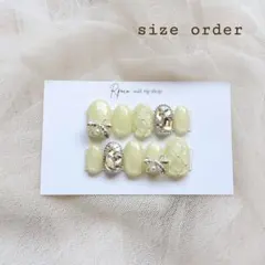 マグネット『ベビーイエロー』シルバーリボンキルティング埋めつくしワンホンネイル