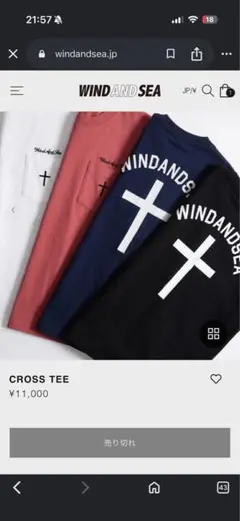 WIND AND SEA CROSS TEE Tシャツのサムネイル