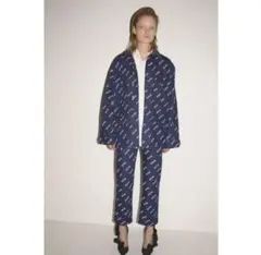 MSGM ロゴ総柄 ストレートデニムパンツのサムネイル