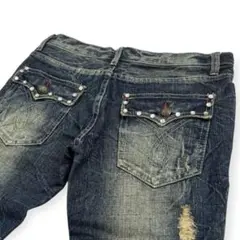 00s archive grunge flare denim pants y2kのサムネイル
