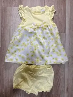 イエロー花柄ワンピースセット M（80cm）