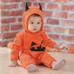ハロウィン ロンパース 90 かぼちゃ コスプレ キッズ 子供 寝相アート