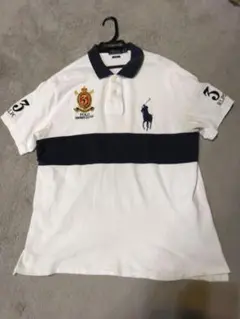 Polo Ralph Lauren 半袖ポロシャツ ホワイト/ネイビー　XXL