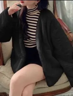 GRL ノーカラーファーコート on134 ブラック