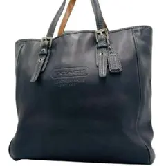 美品 COACH コーチ トートバッグ ハンド ブラック レザー 7599