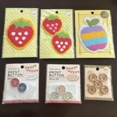 いちごとカラフルワッペン・ボタンセット