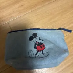 ディズニー ミッキーマウス ポーチ 青色 ストライプ