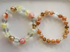 ハンドメイド　ブレスレット　ビーズ ガラスビーズ　オレンジ