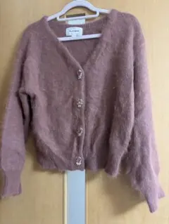 ビジュー付きアンゴラカーディガン