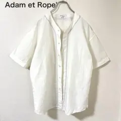 Adam et Rope' ベースボールシャツ 半袖 白 ノーカラー 羽織り古着
