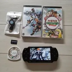 超美品★psp本体★黒2★純正バッテリー、ゲーム３つ、メモリー、新品充電器付き♪