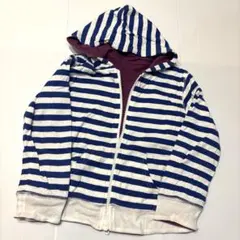 MPS パーカー 120 2way リバーシブル　ボーダー　白青　紫