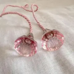 ハンドメイド ピンククリスタルピアス